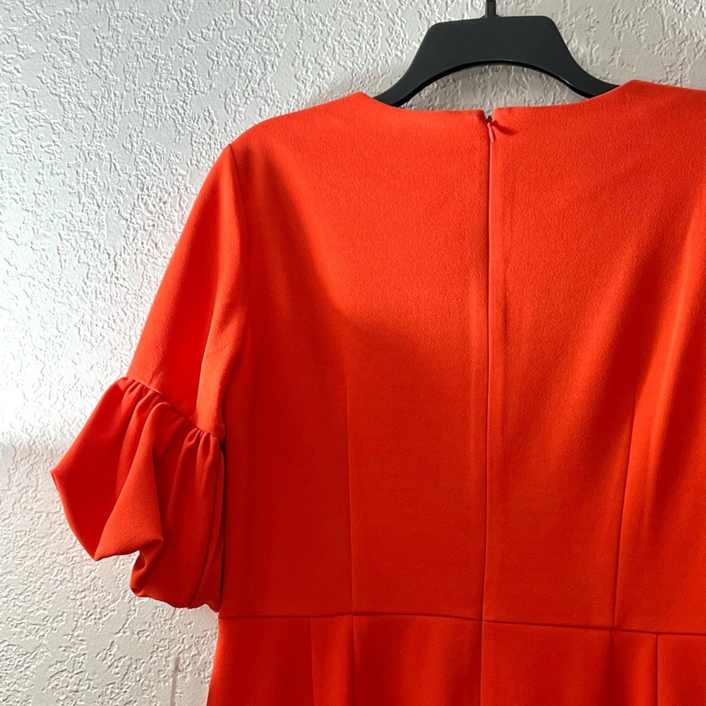 Donna Morgan Red Shift Dress Puff Sleeve Knee Length Elegant Work Cocktail 10 - Picture 4 of 9